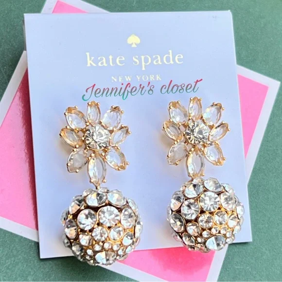 NWT ♠️ Kate Spade Crystal Clear Flower Drop Earrings
